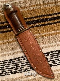 Vintage 1960s Western USA L46-6 Bowie Hunting Fishing Survival Knife withSheath
