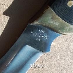 Vintage 1970s BUCK KALINGA Hunting Knife MICARTA Grips? Wrap-Flap Leather Sheath