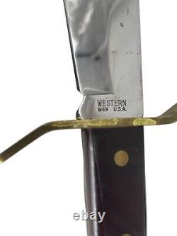 Vintage 1979 Western USA W49 Fixed Blade Survival Bowie Knife & Sheath