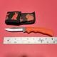 Vintage 1980s Case Blackhorn 3.5 2104L SAB SS Lockback folding Knife with Sheath