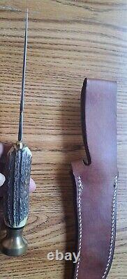 Vintage 1981 Case Nine Dot XX Kodiak Stag Handle Sheath Knife Made In USA