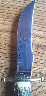 Vintage 1981 Case Nine Dot XX Kodiak Stag Handle Sheath Knife Made In USA