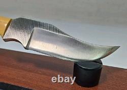 Vintage 1983 ANZA 8.5 FIXED BLADE KNIFE 4 Clip Point Blade With Leather Sheath