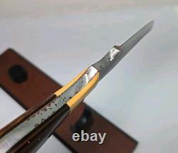 Vintage 1983 ANZA 8.5 FIXED BLADE KNIFE 4 Clip Point Blade With Leather Sheath