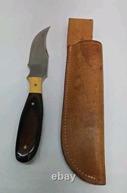 Vintage 1983 ANZA 8.5 FIXED BLADE KNIFE 4 Clip Point Blade With Leather Sheath