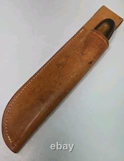 Vintage 1983 ANZA 8.5 FIXED BLADE KNIFE 4 Clip Point Blade With Leather Sheath