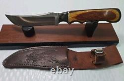 Vintage 1999 ANZA 9 FIXED BLADE KNIFE 4.25 Clip Point With Leather Sheath