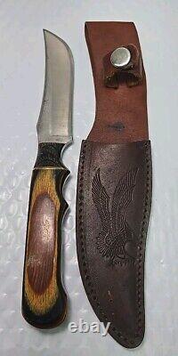 Vintage 1999 ANZA 9 FIXED BLADE KNIFE 4.25 Clip Point With Leather Sheath