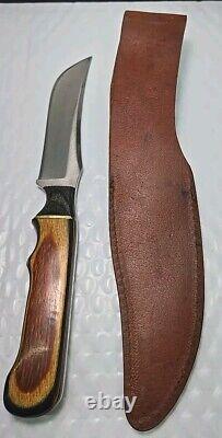 Vintage 1999 ANZA 9 FIXED BLADE KNIFE 4.25 Clip Point With Leather Sheath