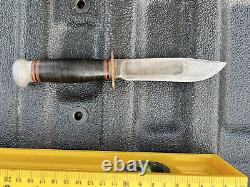 Vintage 5 Blade Marbles Gladstone Michigan USA Fixed Blade Knife + KABAR Sheath