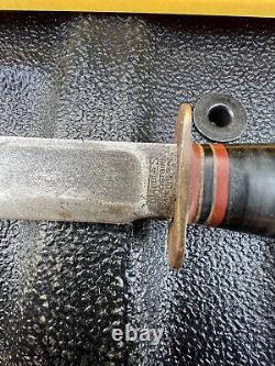 Vintage 5 Blade Marbles Gladstone Michigan USA Fixed Blade Knife + KABAR Sheath