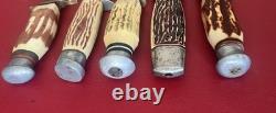Vintage 60s 70s Globemaster Faux Antler Fixed Bade Knife Lot