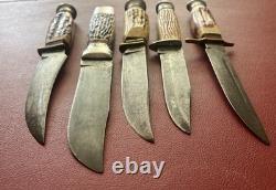 Vintage 60s 70s Globemaster Faux Antler Fixed Bade Knife Lot