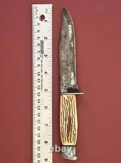 Vintage 60s 70s Globemaster Faux Antler Fixed Bade Knife Lot