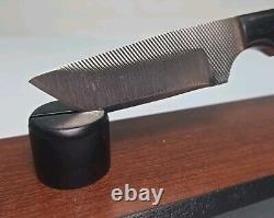 Vintage ANZA 6 FIXED BLADE KNIFE 2.875 Tanto Point BLADE With Leather Sheath