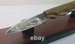 Vintage ANZA 7.25 FIXED BLADE KNIFE 3 Drop Point BLADE With Leather Sheath