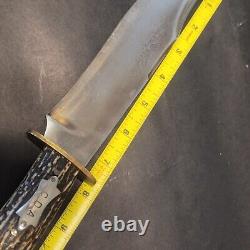 Vintage/Antique Fixed Blade Stag Handle Hunting Combat Reenactment Steel Knife