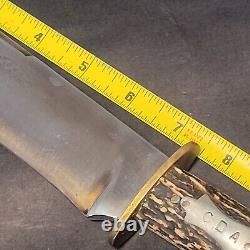 Vintage/Antique Fixed Blade Stag Handle Hunting Combat Reenactment Steel Knife