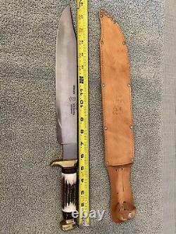 Vintage Anton Wingen Jr. Solingen Germany 18 Bowie Knife Massive Sambar Stag