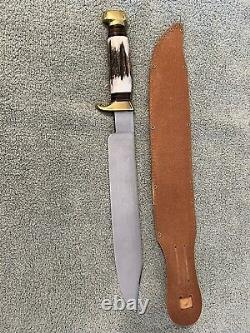 Vintage Anton Wingen Jr. Solingen Germany 18 Bowie Knife Massive Sambar Stag