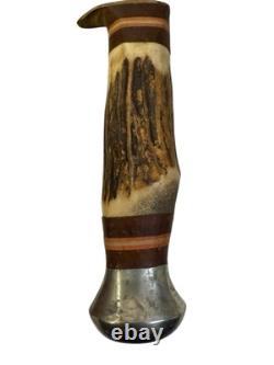 Vintage B. Svoboda Solingen Germany Bowie Knife Stag Handle + Leather Sheath