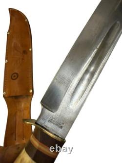 Vintage B. Svoboda Solingen Germany Bowie Knife Stag Handle + Leather Sheath