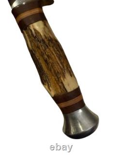 Vintage B. Svoboda Solingen Germany Bowie Knife Stag Handle + Leather Sheath