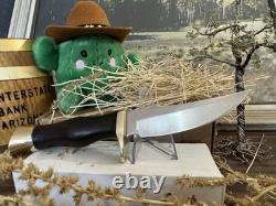 Vintage BROWNING 4018'Bird and Trout' 9 Fixed Blade Knife with Leather Sheath