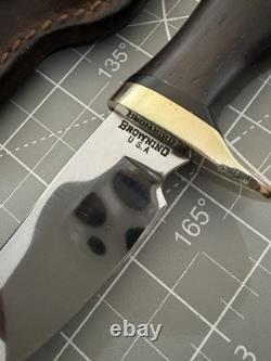 Vintage BROWNING 4018'Bird and Trout' 9 Fixed Blade Knife with Leather Sheath