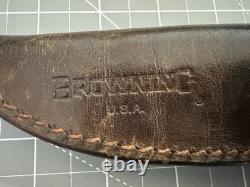 Vintage BROWNING 4018'Bird and Trout' 9 Fixed Blade Knife with Leather Sheath