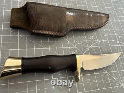 Vintage BROWNING 4018'Bird and Trout' 9 Fixed Blade Knife with Leather Sheath