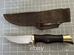 Vintage BROWNING 4018'Bird and Trout' 9 Fixed Blade Knife with Leather Sheath