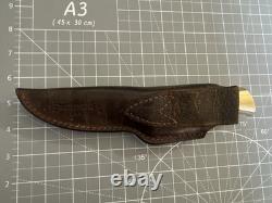 Vintage BROWNING 4018'Bird and Trout' 9 Fixed Blade Knife with Leather Sheath