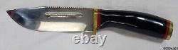 Vintage Bowie Hunting Knife With Sheath Japan Serrated Spine Drop Point Blade