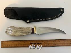Vintage Bowie Knife Signed And Feathers Engraved With Silver Buffalo Nickel
