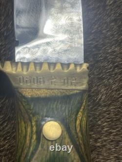 Vintage Bowie KnifeFull Tang Fixed Blade Guthook Starburst Wood Custom