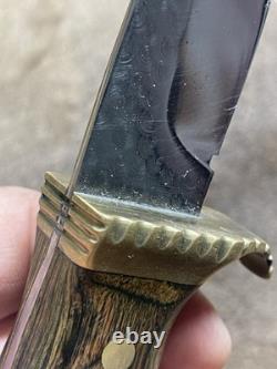 Vintage Bowie KnifeFull Tang Fixed Blade Guthook Starburst Wood Custom