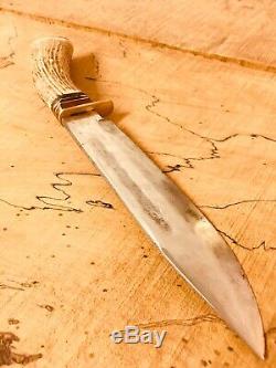 Vintage Bowie KnifeHoffritz Custom Stag Handle X7 With Custom Sheath