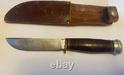 Vintage Boy Scout Bsa Leather Sheath & Marbles Gladstone Hunting Knife- Used