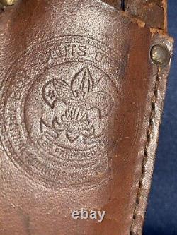 Vintage Boy Scout Bsa Leather Sheath & Marbles Gladstone Hunting Knife- Used