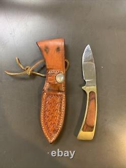 Vintage Browning Fixed Blade Knife With Leather Sheath USA Hunting