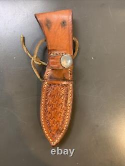 Vintage Browning Fixed Blade Knife With Leather Sheath USA Hunting