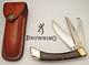Vintage Browning Japan 503 Three-Blade Lockback Folding Knife with Sheath Unused