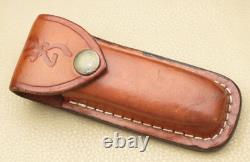 Vintage Browning Japan 503 Three-Blade Lockback Folding Knife with Sheath Unused