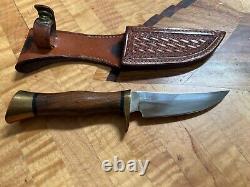 Vintage Browning Knives Model 4018 Sportsman's Hunting Knife with Sheath Nice