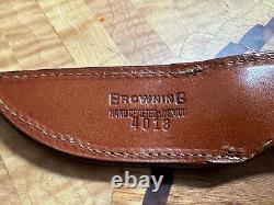 Vintage Browning Knives Model 4018 Sportsman's Hunting Knife with Sheath Nice