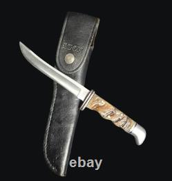 Vintage Buck 105 Pathfinder Hunting Knife Ram Horn Handle 1972-86