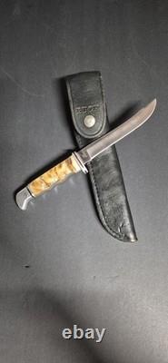 Vintage Buck 105 Pathfinder Hunting Knife Ram Horn Handle 1972-86