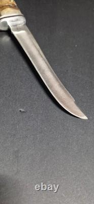 Vintage Buck 105 Pathfinder Hunting Knife Ram Horn Handle 1972-86