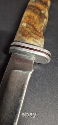Vintage Buck 105 Pathfinder Hunting Knife Ram Horn Handle 1972-86